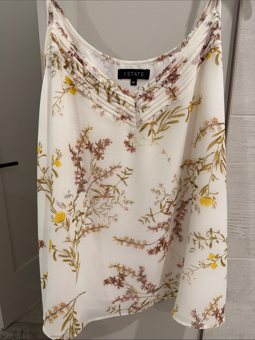 1.STATE Cream Floral Cami with Yellow & Pink Accents